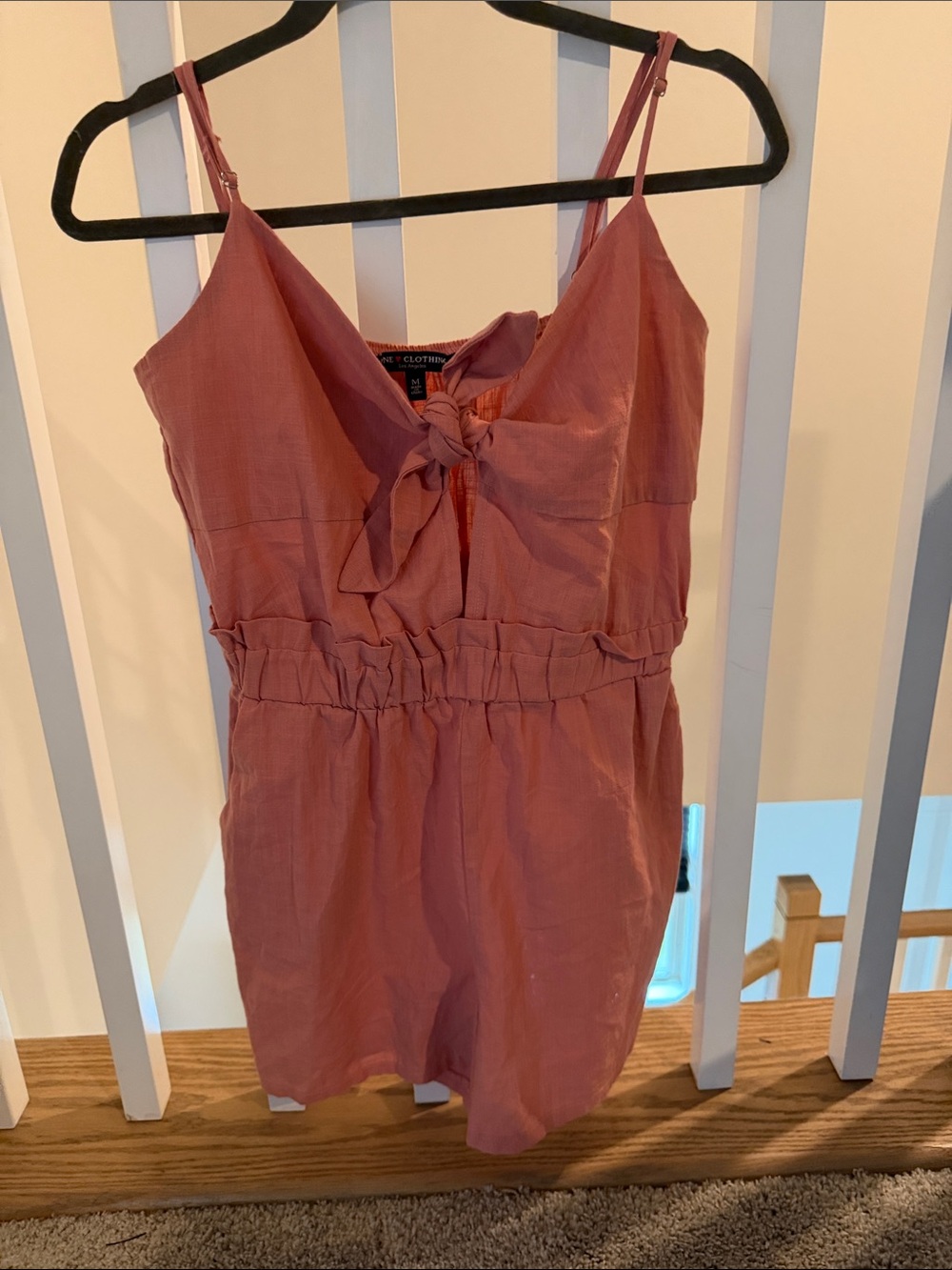 one clothing Mauve Pink Tie-Front Romper